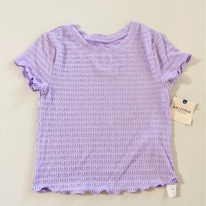 Arizona Jean Co Lavender Smocked Puckered Short Sleeve Top XS Fragrant Lavender